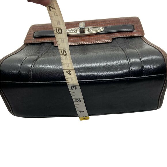 Brighton Handbag Purse Retro Women's Black Brown Leather Classic 8"x 9"x 3.5" - Picture 12 of 16
